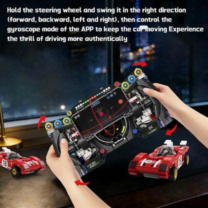 Racing Simulator Steering Wheel Building Set, Mechanical Formula Sim Cars Driving Collectible Model Kit with Moving Parts & Phone Holder for Boys 14+ Adults (Style 4)