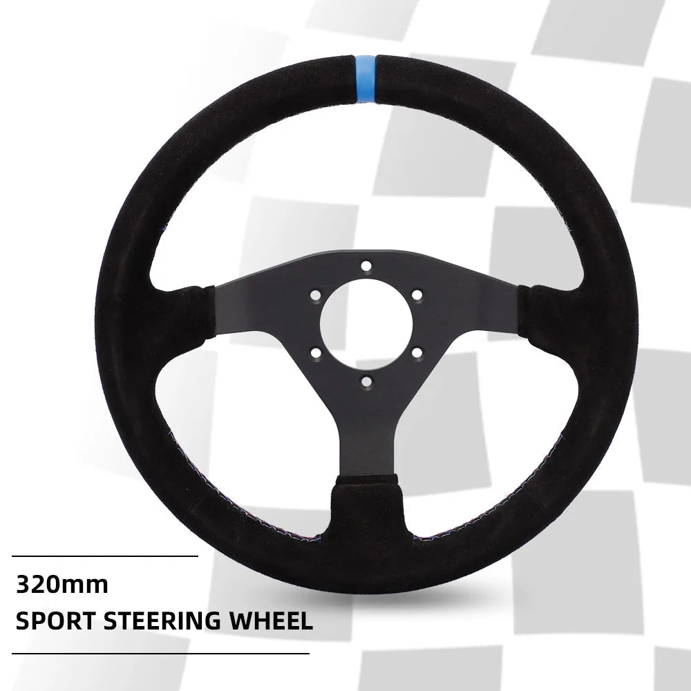 320Mm Sport Steering Wheel Racing Simulator Controller Rims Flat Drift 12Inch Suede Steering Wheel