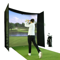 Golf Simulator Enclosure Kit Built for Indoor Practice, 9.8x9.8x4.9 ft, 4K-Ready Impact Screen, Complete DIY Setup