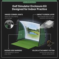 Golf Simulator Enclosure Kit Designed for Indoor Practice, 9.8x9.8x4.9 ft, 4K-Ready Impact Screen, Complete DIY Setup — How It Works