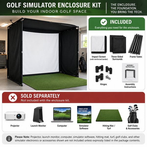 9.8x9.8x4.9 Ft Golf Simulator Enclosure Kit with 4K-Ready Impact Screen
