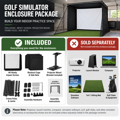 Complete Golf Simulator Enclosure Package with 4K-Ready Impact Screen