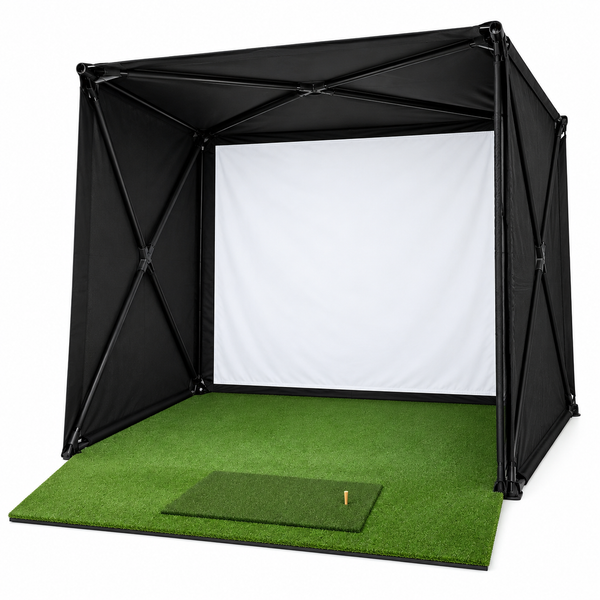 8x8 Ft Golf Simulator Enclosure with Impact Screen & Putting Turf
