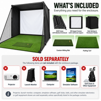 8x8 Ft Golf Simulator Enclosure with Impact Screen & Putting Turf