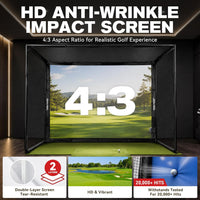 Golf Simulator Enclosure, 10 X 8 Ft/12 X 9 Ft, HD Impact Screen