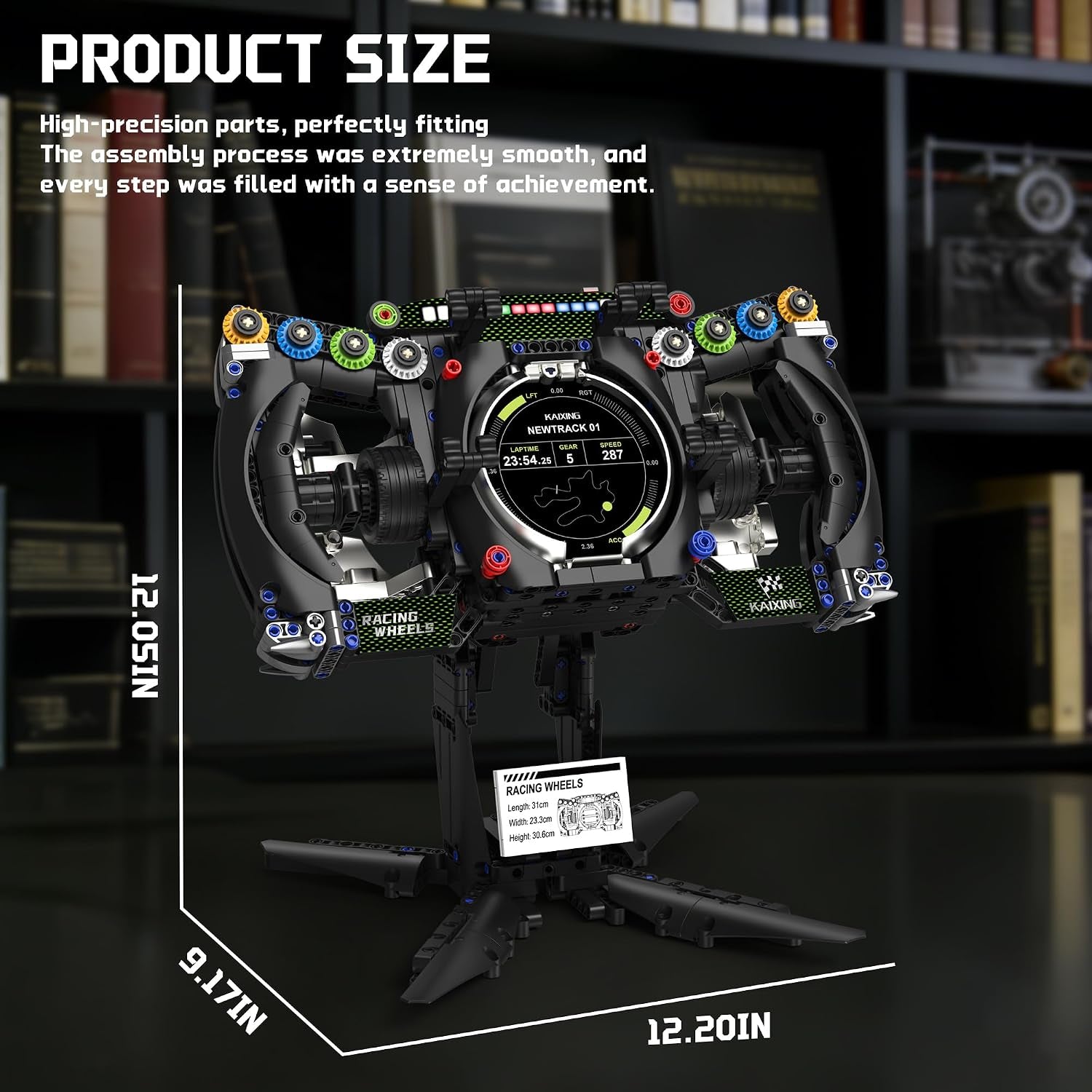 Racing Simulator Steering Wheel Building Set, Mechanical Formula Sim Cars Driving Collectible Model Kit with Moving Parts & Phone Holder for Boys 14+ Adults (Style 4)