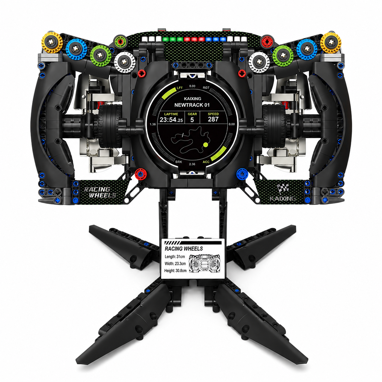 Racing Simulator Steering Wheel Building Set, Mechanical Formula Sim Cars Driving Collectible Model Kit with Moving Parts & Phone Holder for Boys 14+ Adults (Style 4)